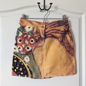 Roccobarocco Colorful Denim Mini Skirt, sz 8 (28")
